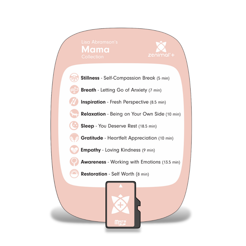 Mama Meditation Card by Lisa Abramson for moms to practice and learn mindfulness and meditation to helps moms reduce stress and build resilience.