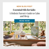 Essential Oils for Kids: A Holistic Parent's Guide to Calm and Sleep Blog Post photo of essential oils and a cloud shaped diffuser and a mindfulness book and stones for children