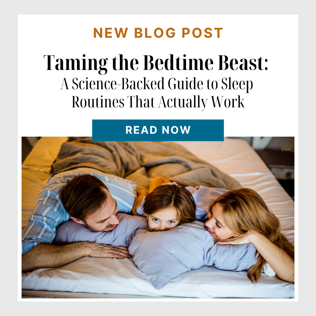 Taming the Bedtime Beast: A Science-Backed Guide to Sleep Routines That Actually Work Blog Post Image of family getting ready for bed