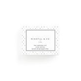 Love Notes box by Mindful and Co Kids, a white box with a pastel dotted border