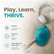 Play, Learn, Thrive. A finger presses a button on a teal turtle Zenimal Connect next to white headphones. Features: Speaker, crisp clear sound; Earphone jack, plug in and chill out; Washable food grade shell, safe, durable, dishwasher safe