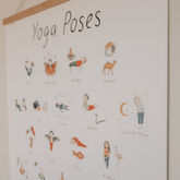 Close up of the Yoga Poses print showing the Bat, Butterfly, Bridge and Camel poses