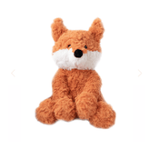Orange fox plush sitting, shown against a white background.