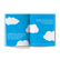 Book spread explaining hope as both a noun and a verb, on a blue background with clouds