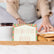 An I'm a good listener affirmation card propped on a breakfast tray