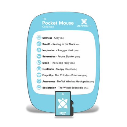 Photo of Zenimal Kids Pocket Mouse Collection Micro SD memory card with 9 guided meditations geared towards sleep and calm at bedtime. 