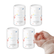 Four Magnesium Calming Soak tubs with a pair of hands holding bath salt crystals