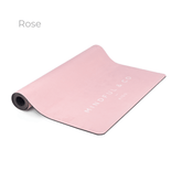 The Rose yoga mat, a plain pink mat with the Mindful and Co Kids wordmark