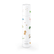 The poster tube, a white cylinder printed with watercolor animals