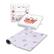 Yoga card box and card tray beside the lilac Enchanted mat printed with unicorns and rainbows