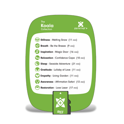Take it from sleepy Koalas who doze for over 20 hours a day, rest is best! This micro SD memory card offers all new amazing sleep meditations for your Zenimal. Power packed with positive affirmations, head-to-toe body relaxation, and lessons in self-love, these meditations are sure to help your little koala get the quality sleep they need.