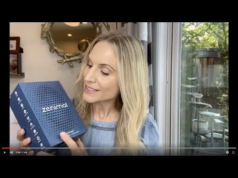 Anna Peterson Macsalka Zenimal founder explains Geode Teen and Adult Meditation Device for Mindful Sleep Focus and Relaxation on a nightstand. Sleep sound machine.